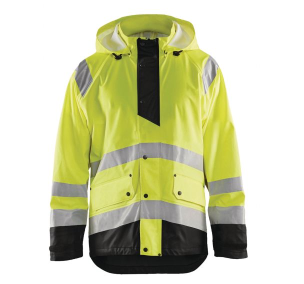 Veste de pluie haute visibilité niveau 1 jaune fluo/noir, bas