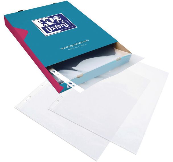 100 Pochette perforée lisse incolore A4 - Oxford