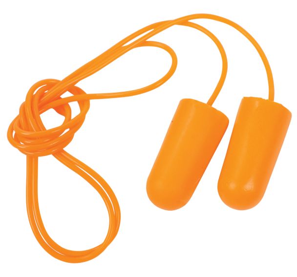 100 paires de Bouchons d'oreilles polyuréthane + cordelette - Orange