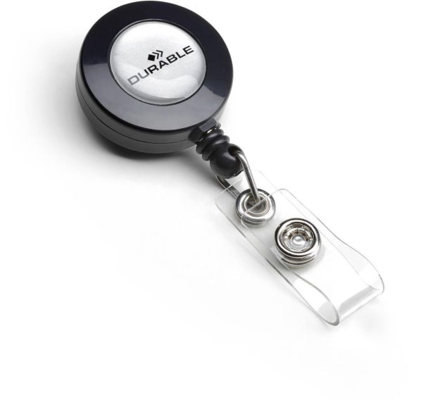 10 Enrouleurs pour badge Noir