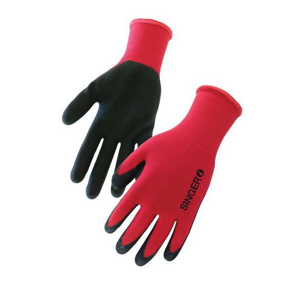 10 Gants latex noir mousse support polyester dos aéré jauge13 T7 - Singer