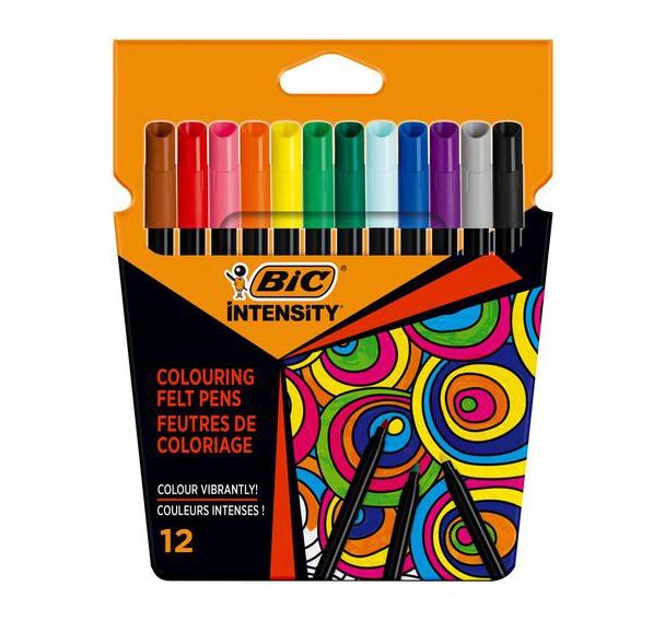 12 feutres de Coloriage Intensity pointe fine - assortis- BIC