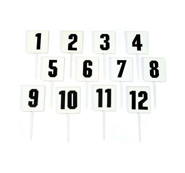 12 fiches carrées de marquage pour lancer long