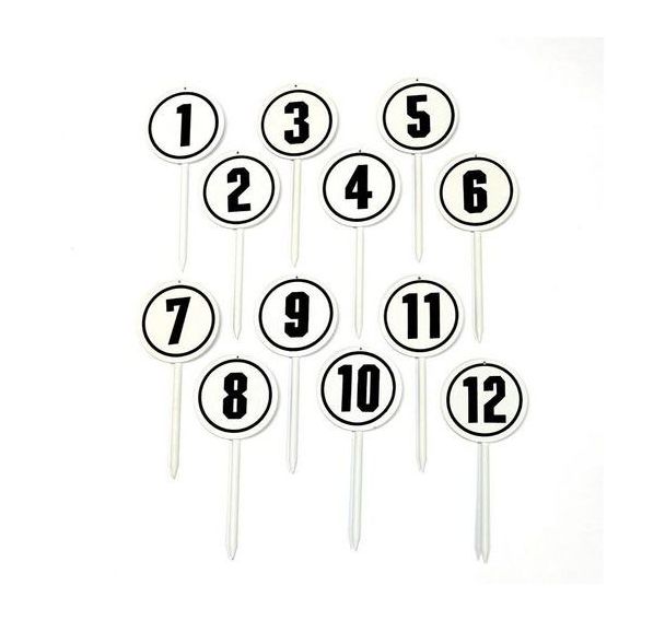 12 fiches rondes de marquage pour lancer court