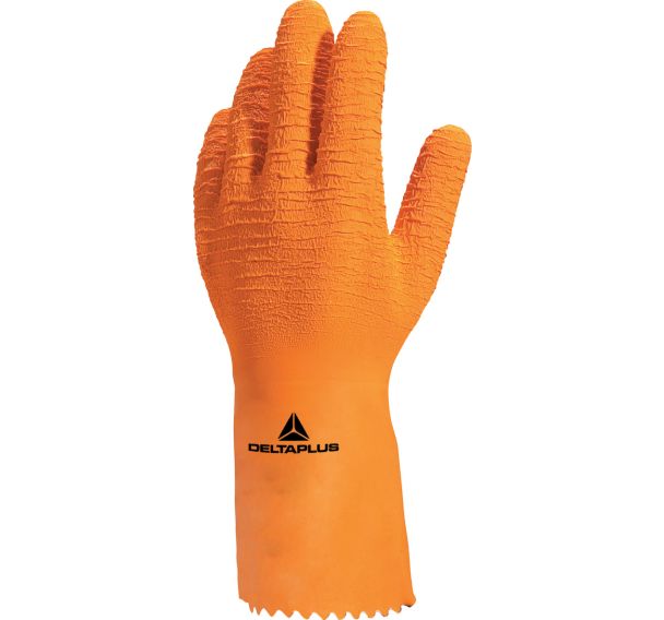 12 paires Gant latex sur support jersey coton VE990 Taille XL Orange