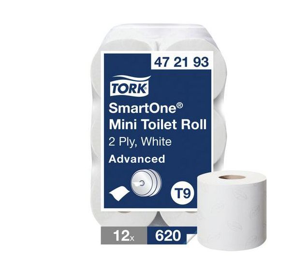 12 rouleaux Papier toilette Tork feuille à feuille SmartOne Blanc