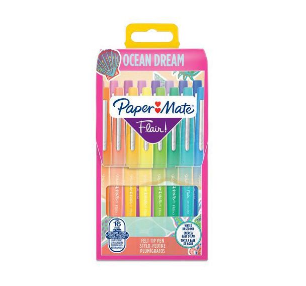 16 Feutres Flair Paper Mate Océan Dream, coloris assortis