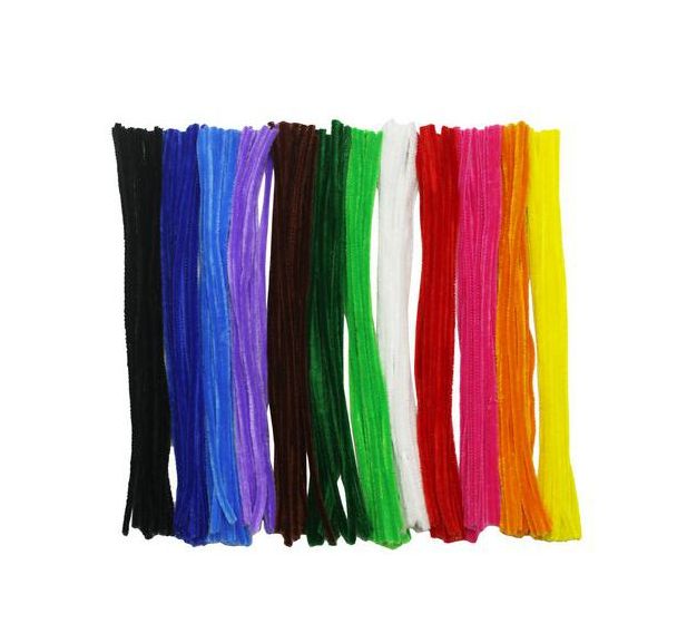 180 chenilles couleurs vives Ø 6 mm x 30 cm 12 couleurs