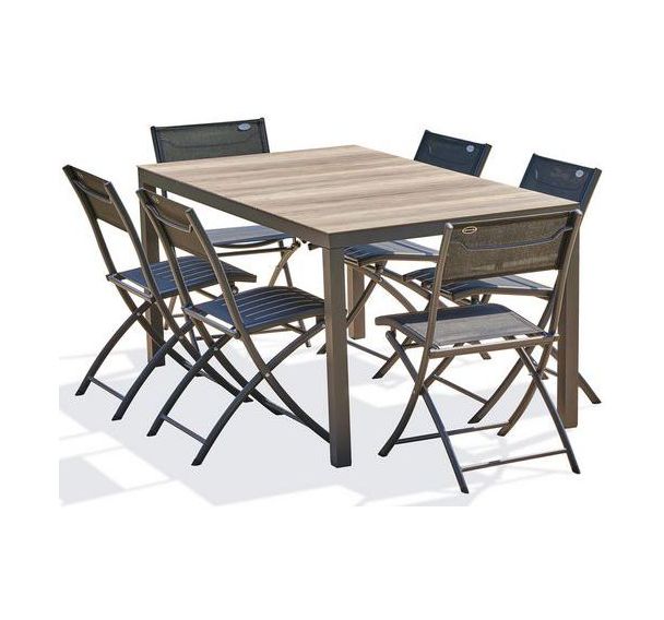 1 table de jardin Boston + 6 chaises pliantes