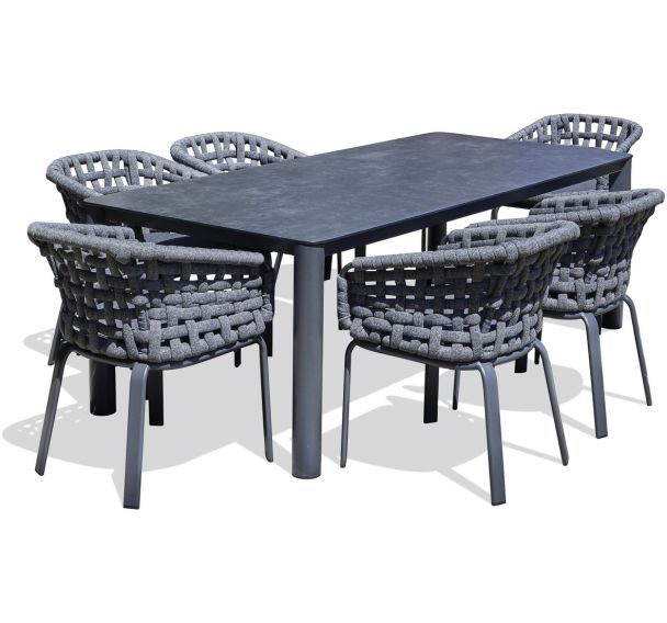 1 table jardin Camargue 220x100cm+6 fauteuils Camargue