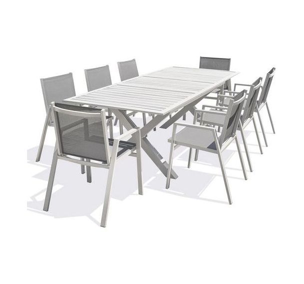1 table jardin Floride 240x100cm + 8 fauteuils - DCB GARDEN