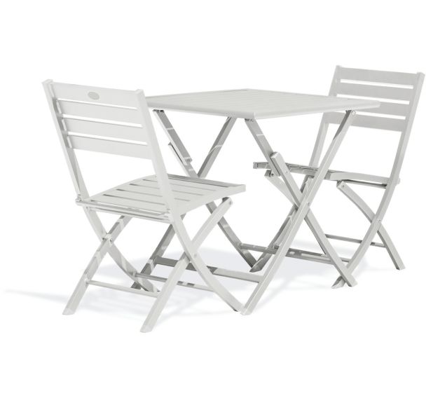 1 table jardin Marius 70x70cm+2 chaises gris