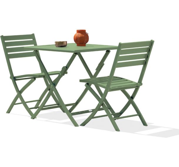1 table jardin Marius 70x70cm+2 chaises lagune