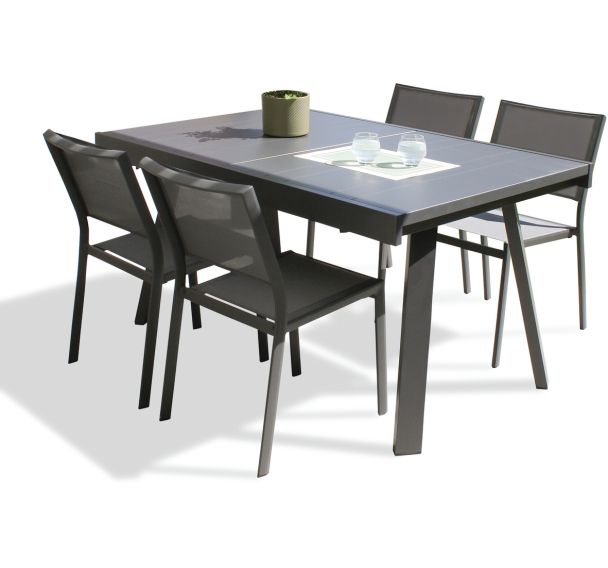 1 table jardin Stockholm 225x96cm+4 chaises