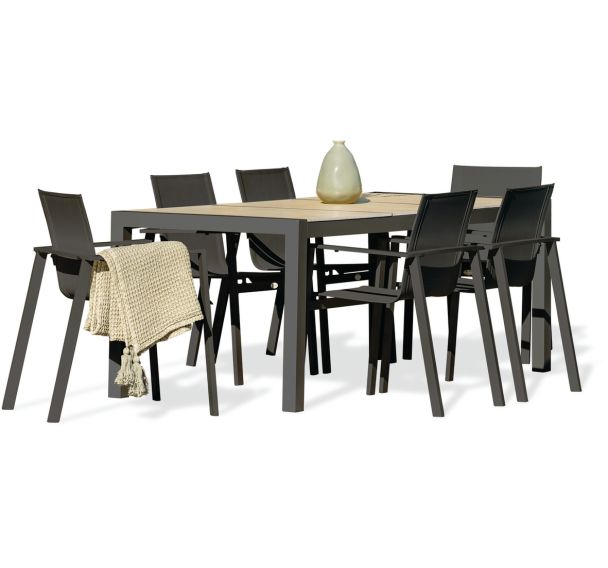 1 table jardin Venise 195x90cm+6 fauteuils Miami