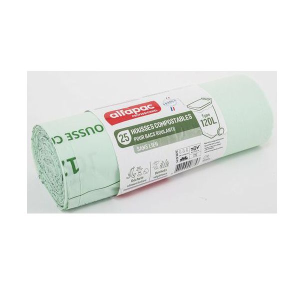 200 Housse compostables sans lien -Déchets organiques-120L- Vert