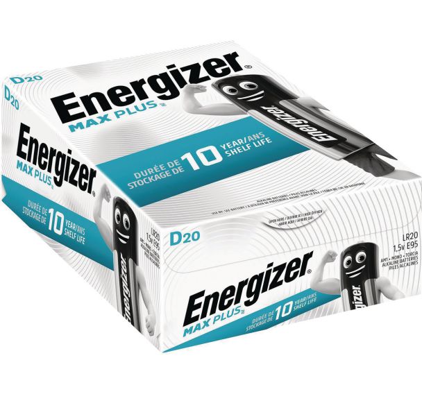 20 Pile alcaline Max Plus D - Lot de 20 - Energizer