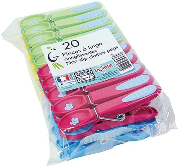 20 pinces à linge antiglissantes extra fortes