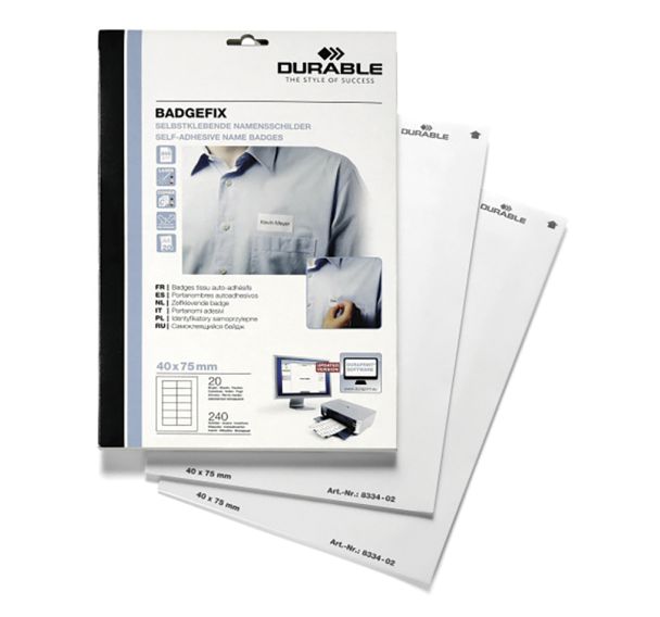 240 Badges tissu adhésif 75 x 40 mm