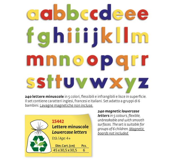 240 lettres minuscules magnétiques