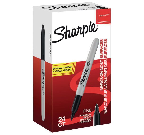 24 Value pack 20+4 - Marqueurs permanents Noir Sharpie pointe ogive