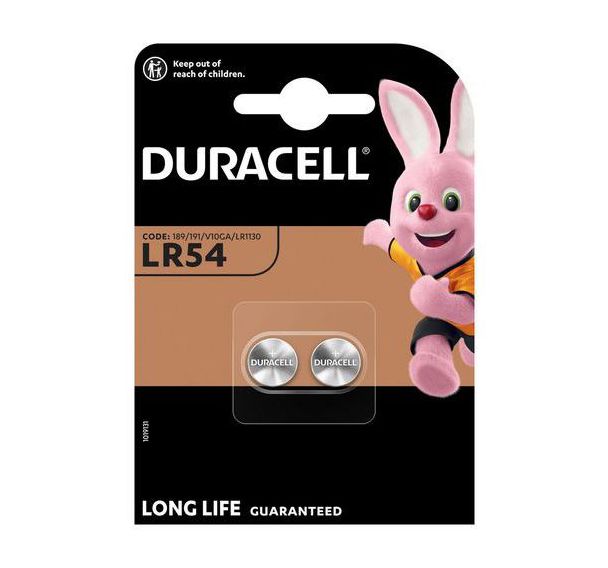 2 Piles alcalines Duracell spéciale LR54 1,5V
