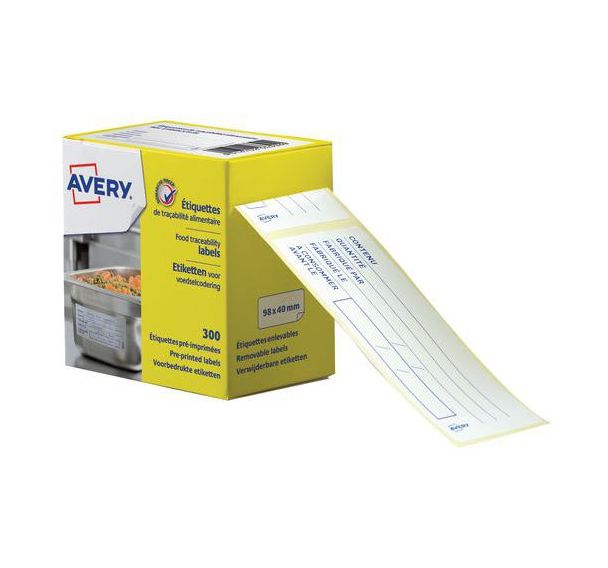 300 Etiquettes traçaoeilité alimentaire pré-imprimée 98x40mm