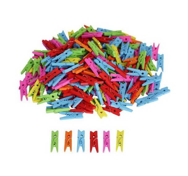 450 mini pinces à linge 2,5cm - couleurs assorties