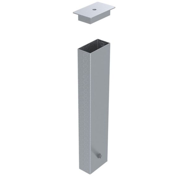 Lot de 4 Fourreaux rectangulaire 80x40 acier galvanisé avec couvercle encastré