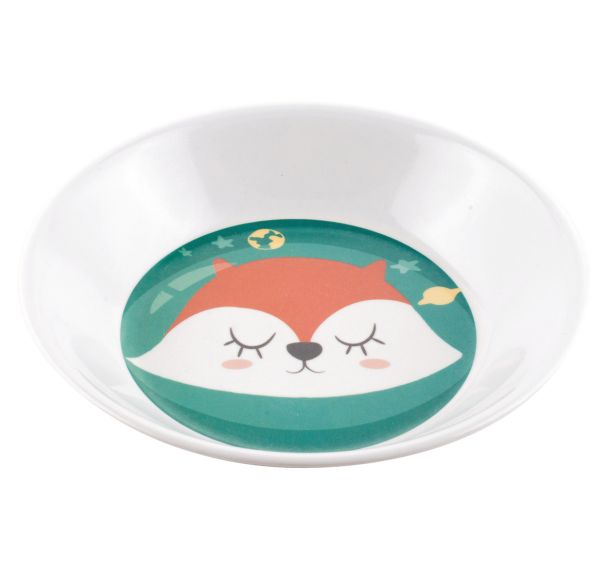 4 assiettes à bouillie Ø 18,5 cm mélamine blanche - renard