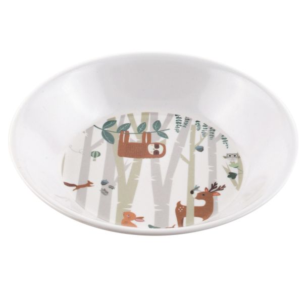4 assiettes à bouillie Ø 18,5 cm mélamine blanche - rêve de forêt