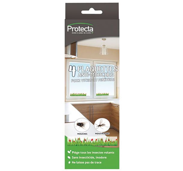 4 plaquettes engluées anti mouches décorées et transparent