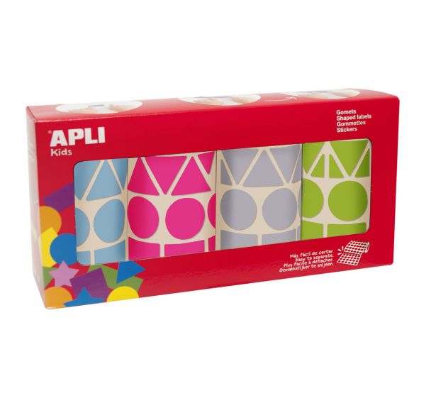 4 rouleaux gommettes géométriques 27mm peps