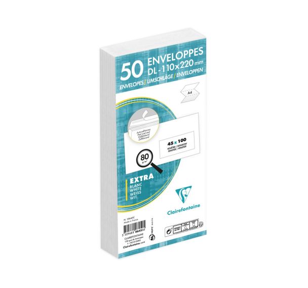 50 enveloppes auto.adh110x220 fen45x100 80g ss cello