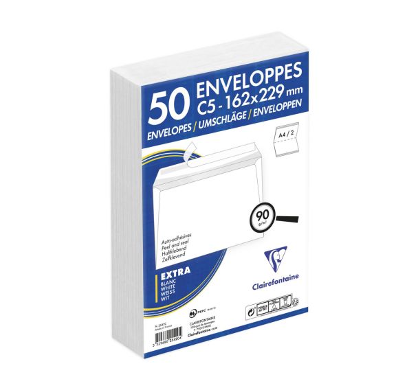 50 enveloppes auto.adh162x229 90g ss cello
