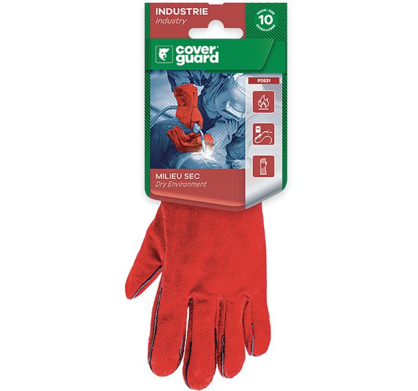 5 paires Gants Euroweld 2631 croûte de vachette - Rouge - 10