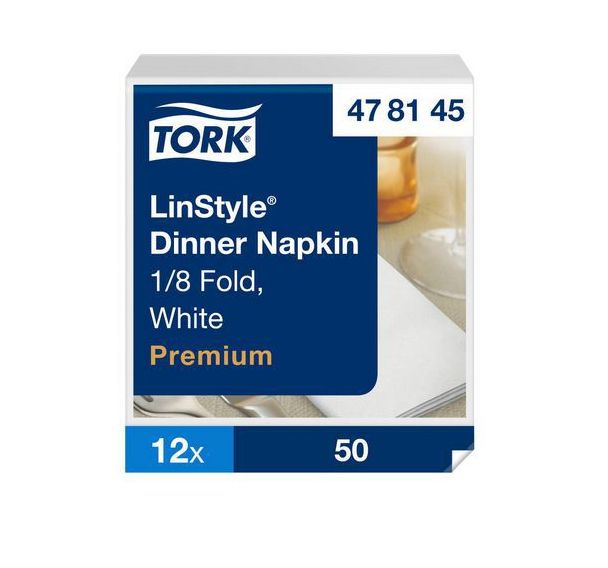 600 Serviette Dinner blanc, Premium, pliage 1/8 - Tork LinStyle®