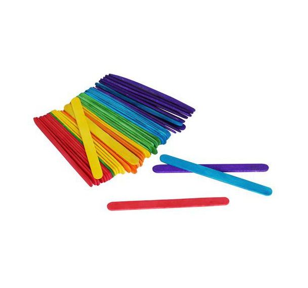 600 bâtonnets bois 113x10x2mm - 6 couleurs