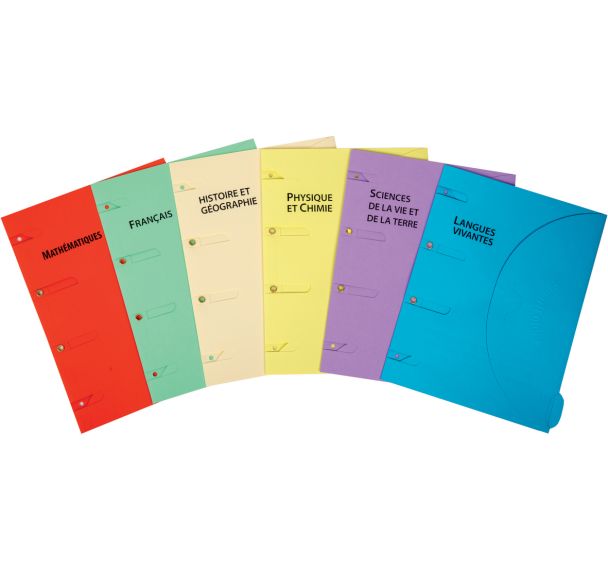 6 chemises A4 pack scolaire - 6 thèmes - Assorti