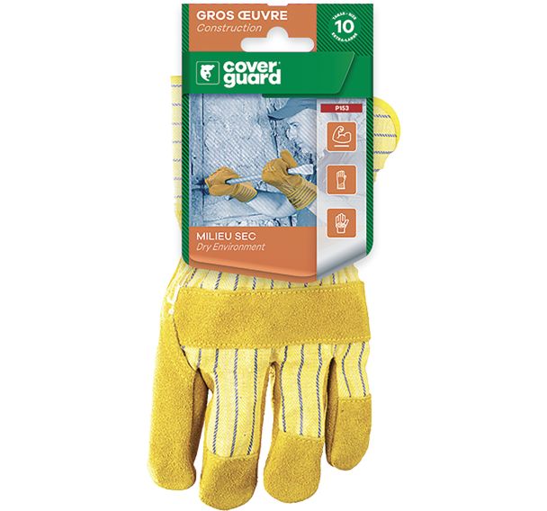 6 paires Gants docker croûte vachette - Jaune