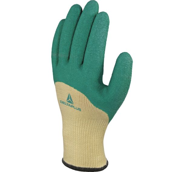 6 paires de gants tricot polycoton enduction latex T 10 Vert/blanc