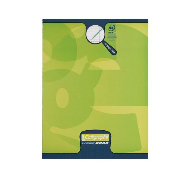 8000 PELLICULE, Cahier piqué 17x22 32p séyès agrandi 3mm 90g