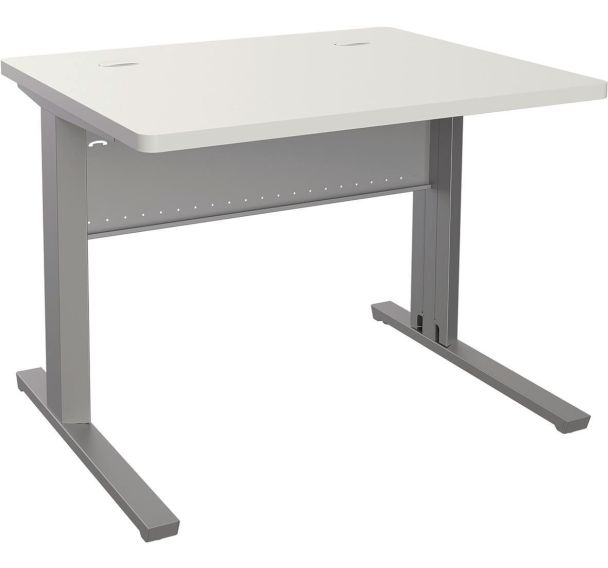 ADEMA+ Bureau 100x80 cm plateau méla Blanc/piétement argent