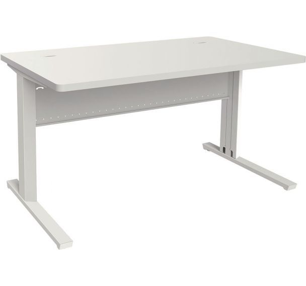 ADEMA+ Bureau 80x80 cm plateau méla Blanc/piétement argent