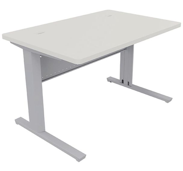 ADEMA+ Bureau 80x80 cm plateau méla Blanc/piétement argent