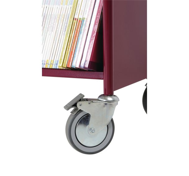 Chariot à Livres Avec Roulettes Ornestia - Capacité 200 Lbs (90 Kg), 3 étagères Doubles Faces, Serre-livres Magnétiques, Noir