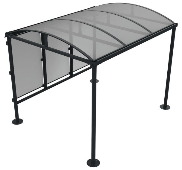 Abri OZ 2.80 m toit PMMA alvéolaire 1 coté PMMA métal - gris 7016