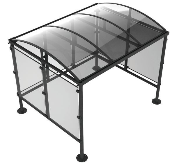 Abri OZ 2.80 m toit PMMA alvéolaire 3 cotés PMMA métal - gris 7016