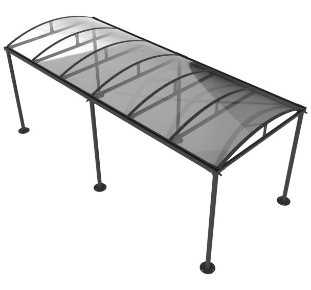 Abri OZ 5.50 m toit PMMA alvéolaire métal gris 7016