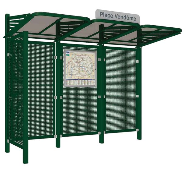 Abri bus Conviviale 3 m - acier - bardage gauche - Procity